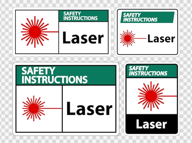 Instrucciones de seguridad Signo de símbolo láser Signo de simbolo aislado en fondo transparente Ilustración vectorial