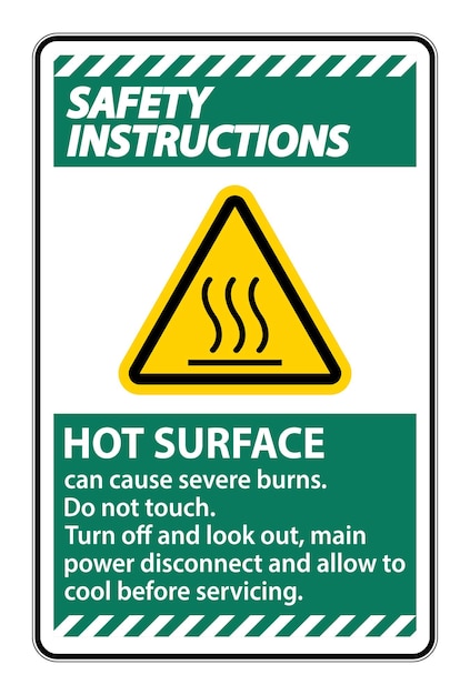 Instrucciones de seguridad Signo de superficie caliente sobre fondo blanco