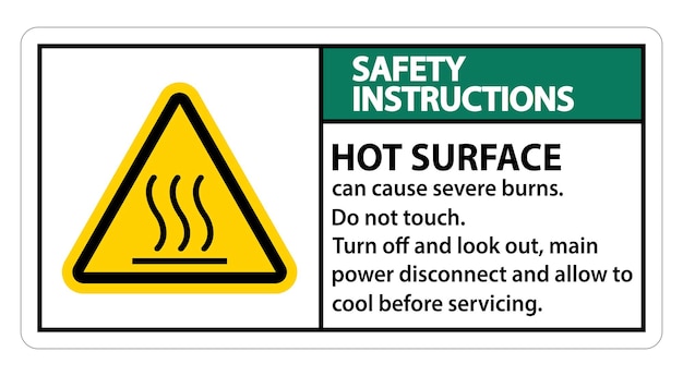 Instrucciones de seguridad Signo de superficie caliente sobre fondo blanco