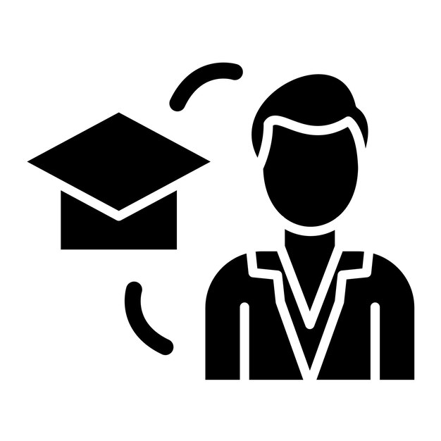 Instructor Masculino Glifo Ilustración Negro Sólido
