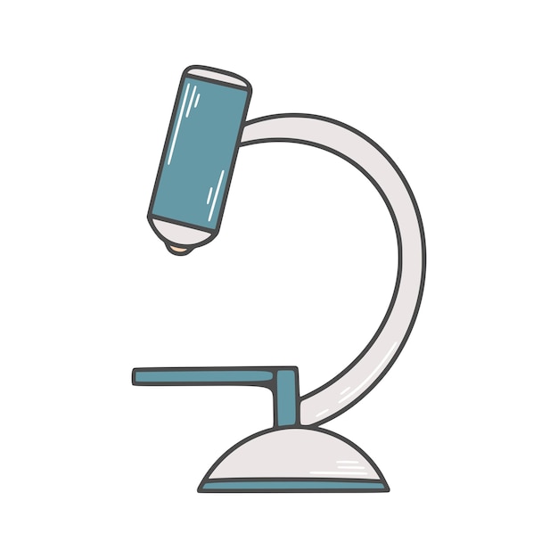 Instrumento de laboratorio de ilustración vectorial de microscopio dibujado a mano para el estudio de virus y microbios
