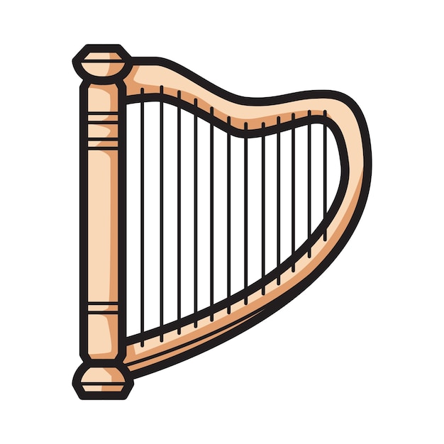 Vector instrumento de música de arpa clásico clipart