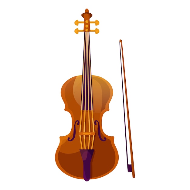Vector instrumento de música clásica de violín de madera aislado sobre un fondo blanco icono de diseño de estilo plano equipo de cuerdas musicales clásicos antiguos ilustración vectorial plana