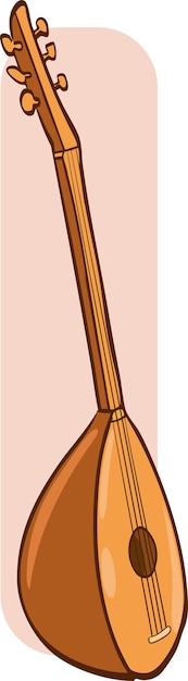 Instrumento musical de cuerdas turco Baglama caña Ilustración vectorial