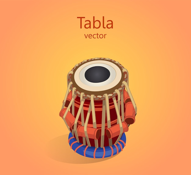 Vector instrumento musical oriental de percusión tabla. doble tambor, el principal instrumento de percusión de la música clásica india