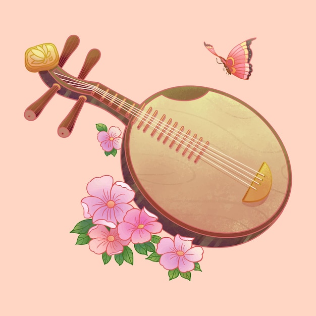 Instrumento musical tradicional chino de estilo antiguo Pipa