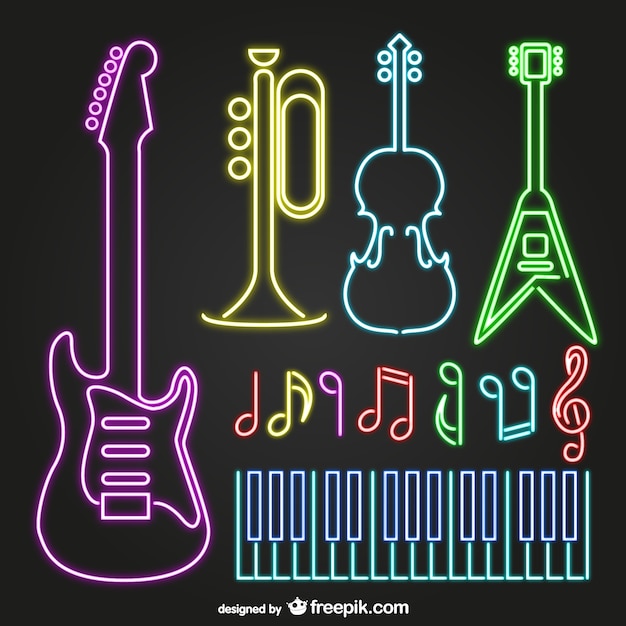 Instrumentos musicales de neón