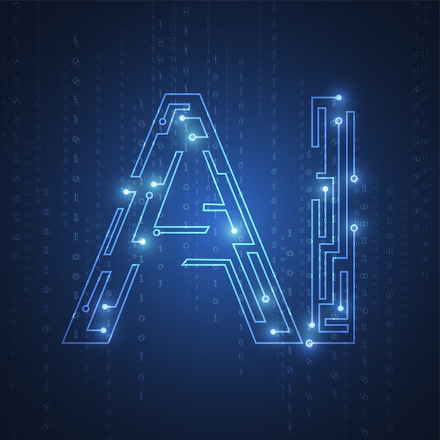 Vector inteligencia artificial. abstracto geométrico con placa de circuito