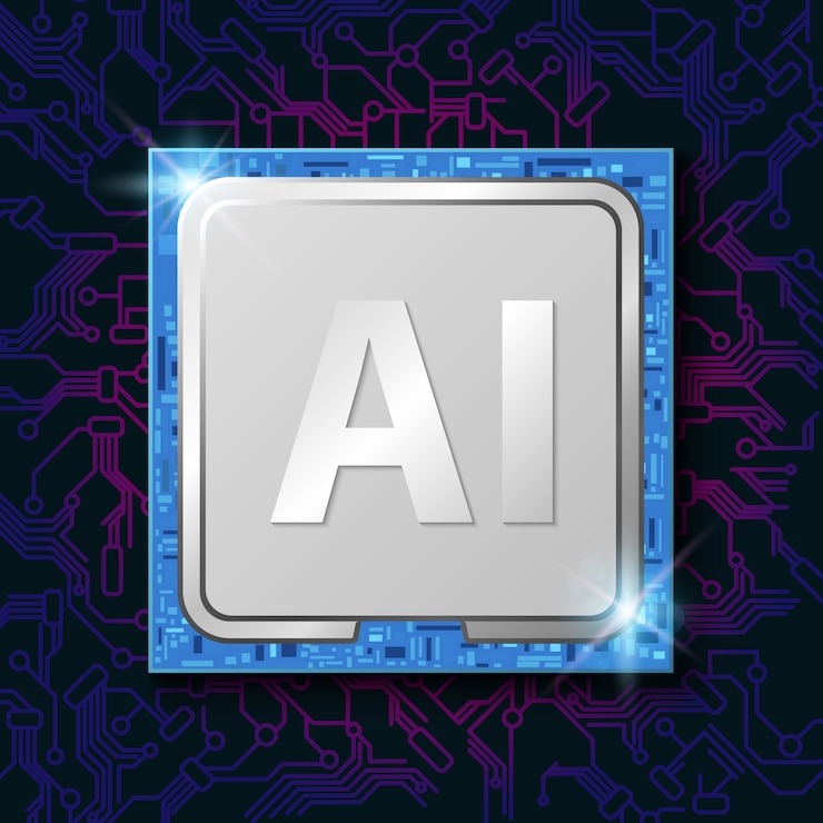 Vector inteligencia artificial (ai) en chip de cpu electrónico