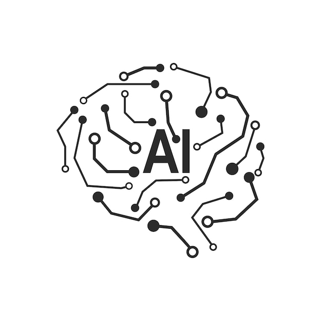 Inteligencia artificial ai diseño plano vectorial del icono del logotipo