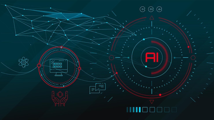 Vector inteligencia artificial con análisis de datos digitales y aprendizaje automático