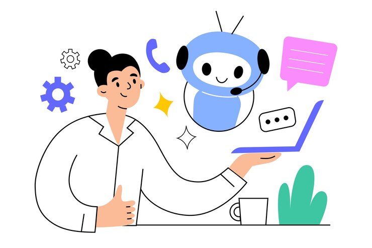Vector inteligencia artificial de la aplicación de servicio al cliente ai