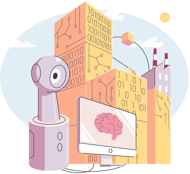 Inteligencia artificial cerebro digital Tecnología futura red neuronal de máquinas Innovación técnica y científica Desarrollo de producción moderna Implementación de tecnologías científicas