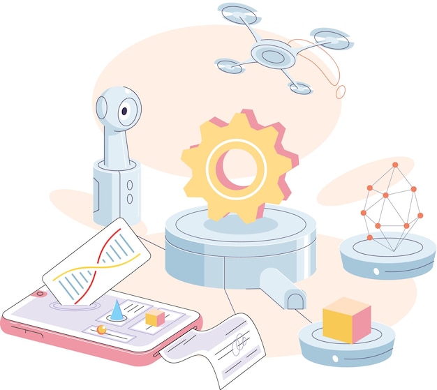 Inteligencia artificial Cerebro digital Tecnología del futuro Red neuronal en la industria Innovación técnica y científica Desarrollo de la producción moderna Implementación de tecnologías científicas