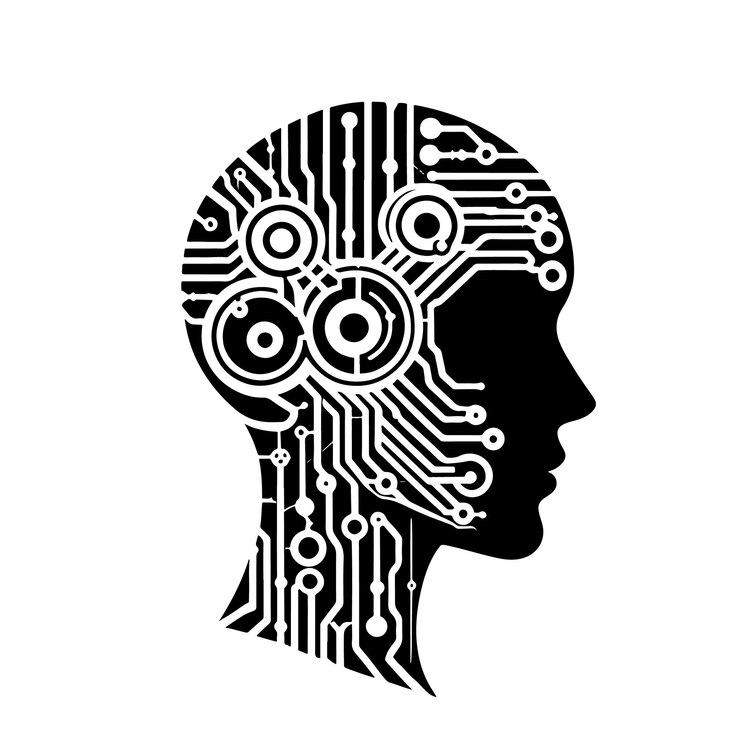 Vector inteligencia artificial el cerebro de la placa de circuitos