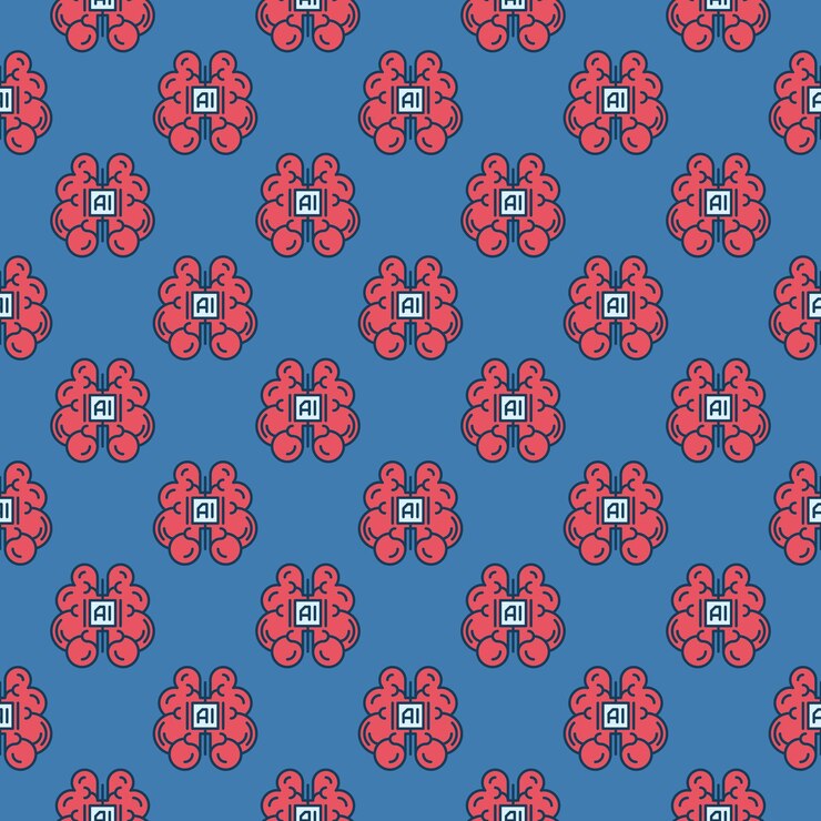 Vector inteligencia artificial cerebro rojo vector ai mente coloreado de patrones sin fisuras