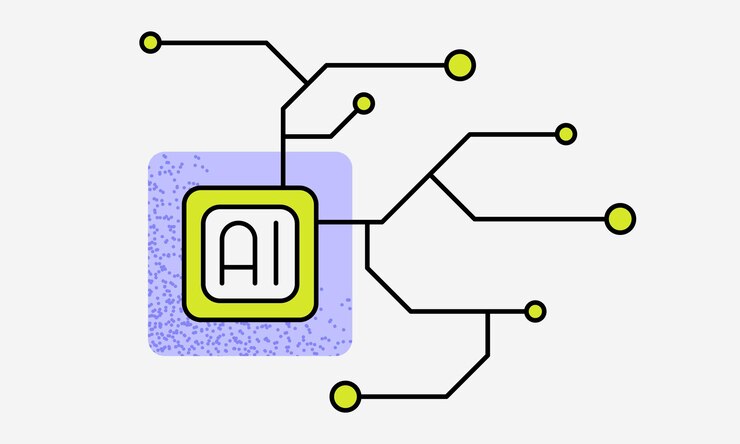 Vector inteligencia artificial chip procesador de vector plano ilustración de tecnología de ia gráfico de ciencia de datos