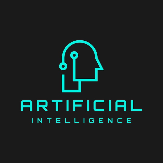 Vector inteligencia artificial y diseño de logotipo de rostro humano