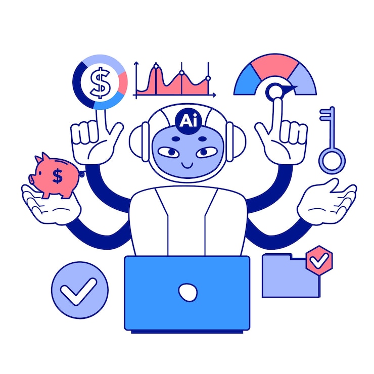Vector la inteligencia artificial en las empresas apoderada de la gestión de la producción y la comercialización autodidáctica
