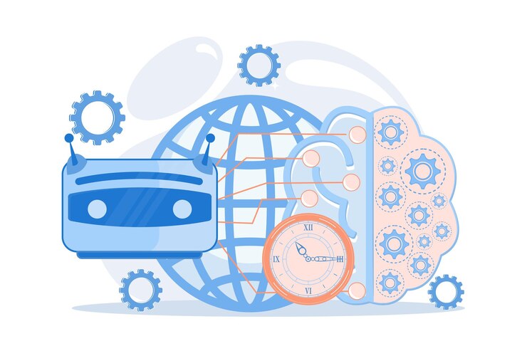 Vector inteligencia artificial futurista avanzada algoritmo de aprendizaje profundo crecimiento de singularidad tecnológica