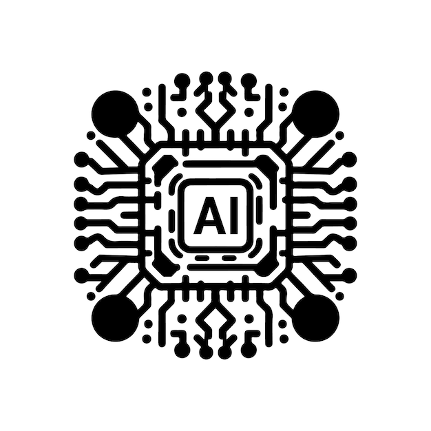 Inteligencia artificial (IA) chip icono vector símbolo de sistema de IA icono de la ilustración del vector