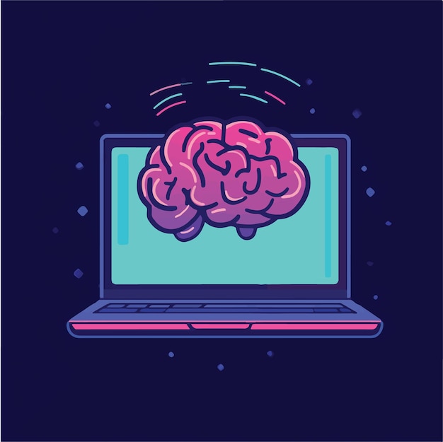 Inteligencia Artificial Iluminada Un simpático cerebro vectorial que ilumina la creatividad