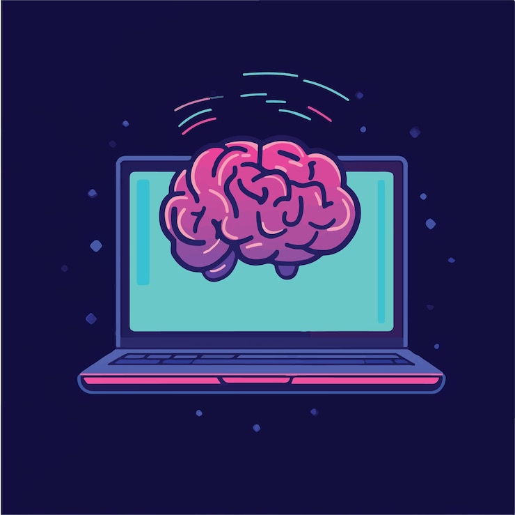 Vector inteligencia artificial iluminada un simpático cerebro vectorial que ilumina la creatividad