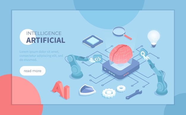 Inteligencia artificial Inteligencia artificial Cerebro digital Proceso de pensamiento artificial Tecnología del futuro Máquina