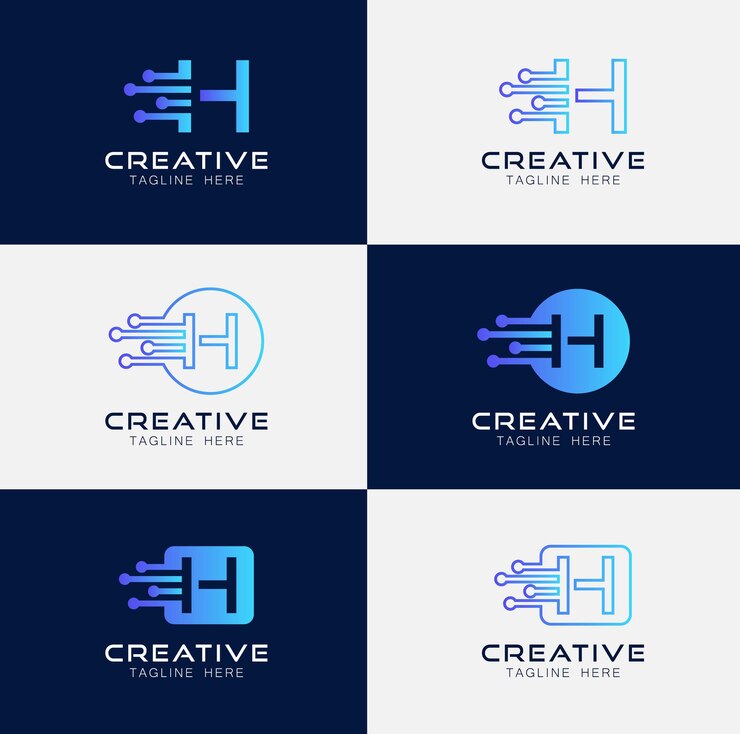 Vector inteligencia artificial con la letra h triángulo formas geométricas tecnología análisis vector de logotipo