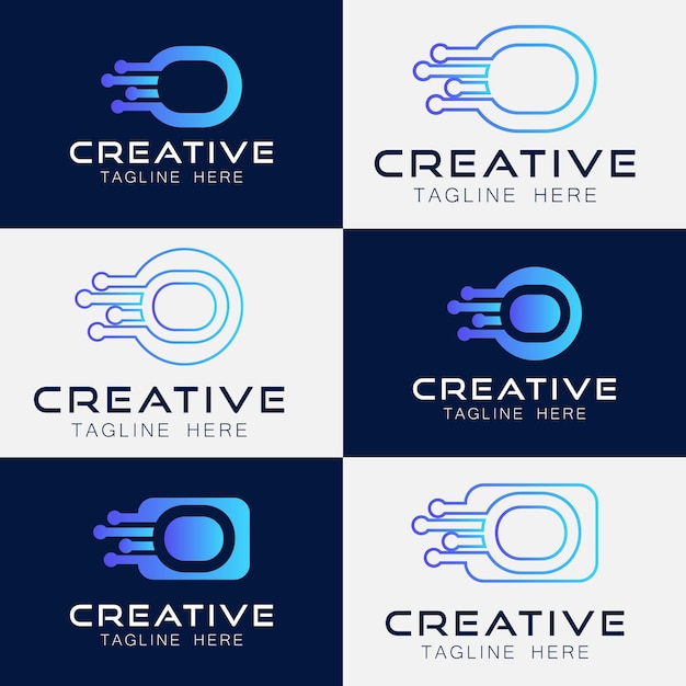 Inteligencia artificial con la letra O triángulo tecnologías de formas geométricas Vector de logotipo de análisis