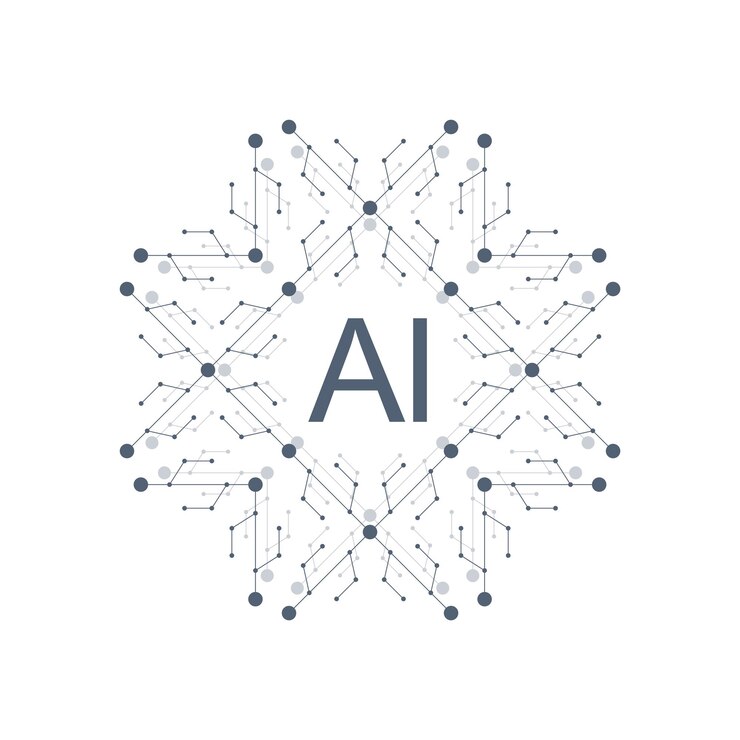 Inteligencia artificial Logo Icon Vector símbolo AI. Deep Learning y Future Technology Concept Design.