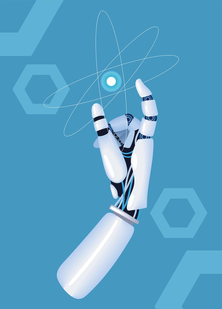 Vector inteligencia artificial de la mano robótica
