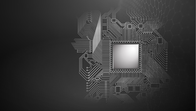 Inteligencia artificial de microchip isométrico ilustración de tecnología de semiconductores de big data red de internet