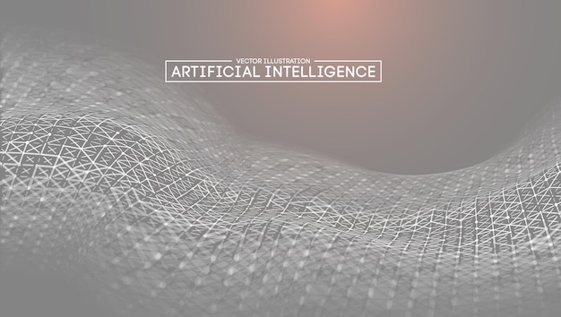 Inteligencia artificial monocromática con marcos de alambre geométricos