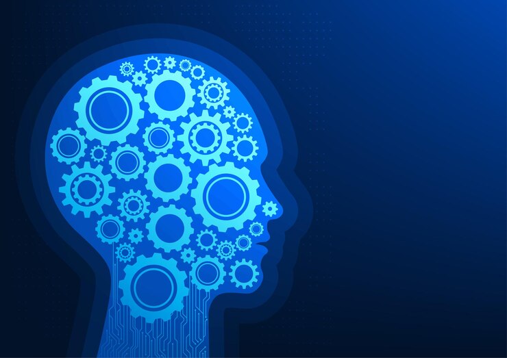 Vector inteligencia artificial o tecnología de ia un robot que utiliza el cerebro de la ia para aprender ayuda a responder