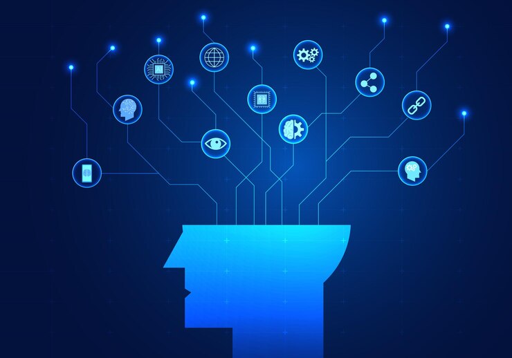 Vector la inteligencia artificial que entra en el sistema de tecnología inteligente es una ia que comanda y