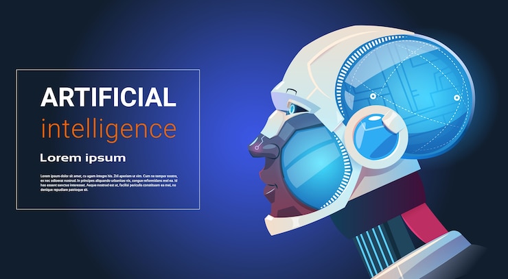 Vector inteligencia artificial robot cerebro moderno