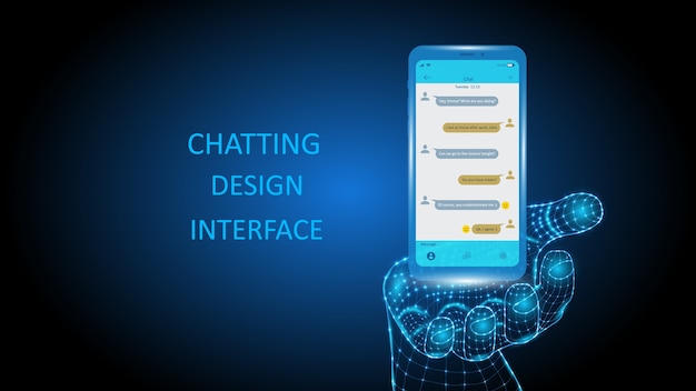 Vector inteligencia artificial sosteniendo un teléfono inteligente