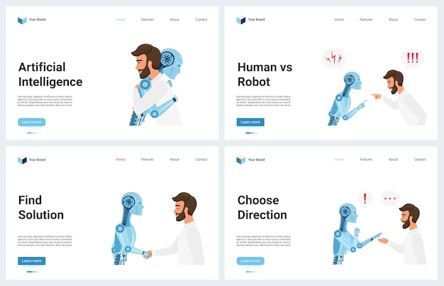 Inteligencia artificial tecnología futurista ai página de aterrizaje conjunto página web de ciencia de datos