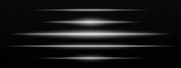 Intensas rayas de luz blanca horizontal con un efecto de brillo en un fondo oscuro Apto para temas futuristas efectos de ciencia ficción o transiciones digitales