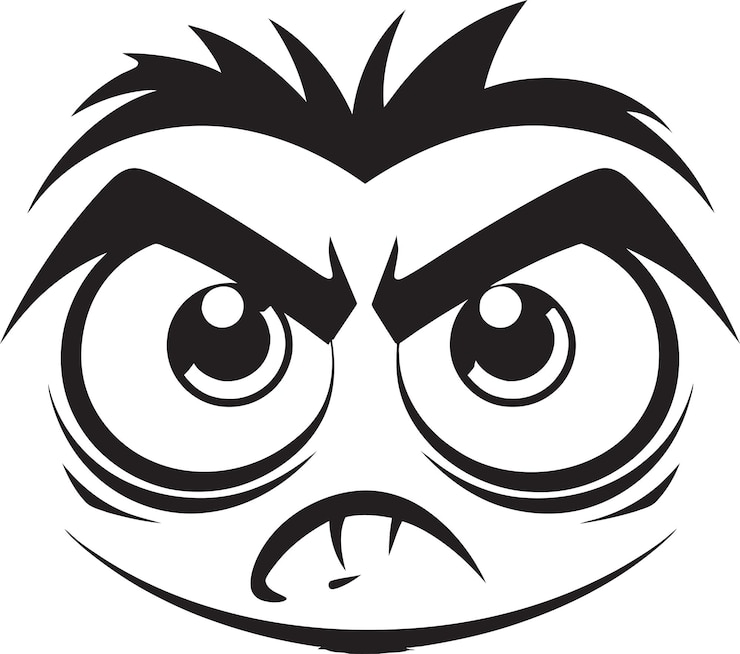 Vector intensidad indignada máscara ocular enojada diseño vectorial del logotipo con sensación animada furiosa furiosa caricatura enojada