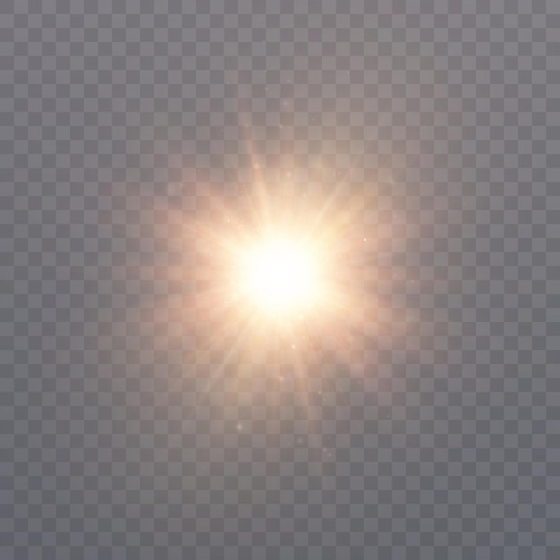 Intenso estallido de sol dorado con efecto de luz radiante