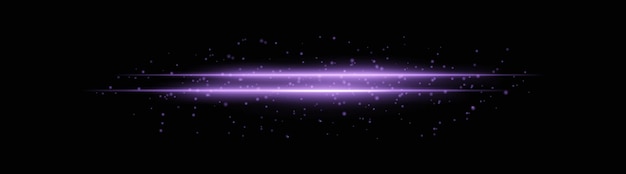 Intensos haces de luz horizontal púrpura con partículas brillantes y efectos de brillo Líneas radiantes brillantes en un fondo oscuro ideales para agregar aspectos destacados dramáticos