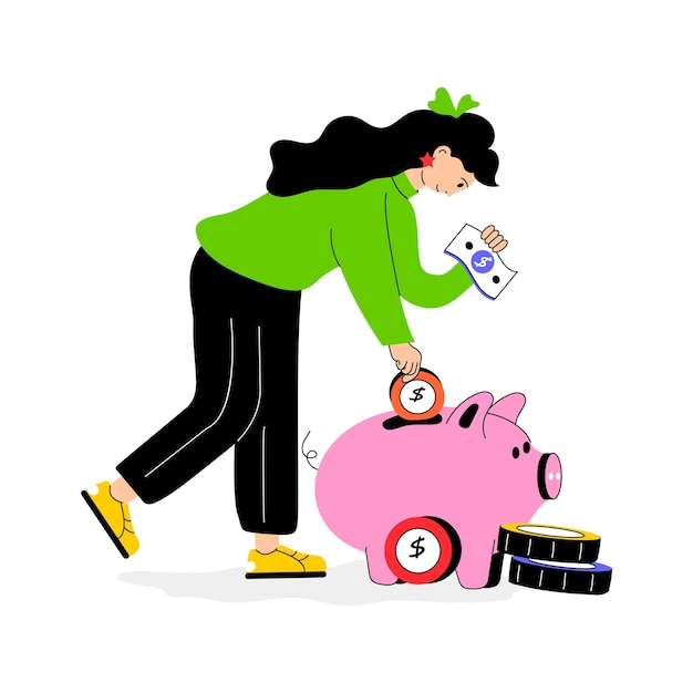 Intenta esta ilustración plana de cómo ahorrar dinero.