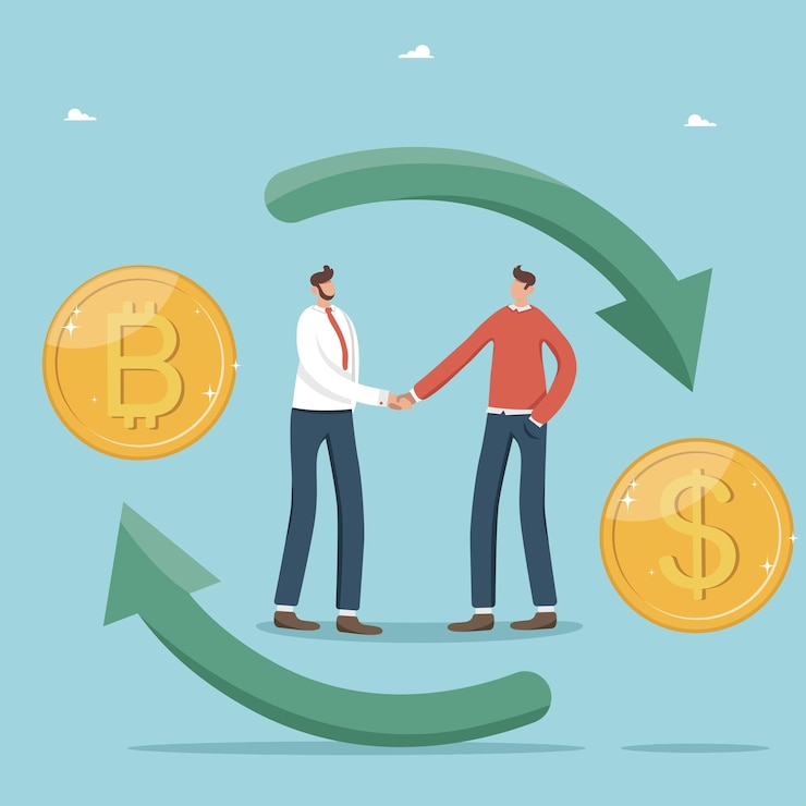 Vector intercambio de criptomonedas que invierte efectivo en el crecimiento de la moneda digital y la popularidad de la criptomoneda