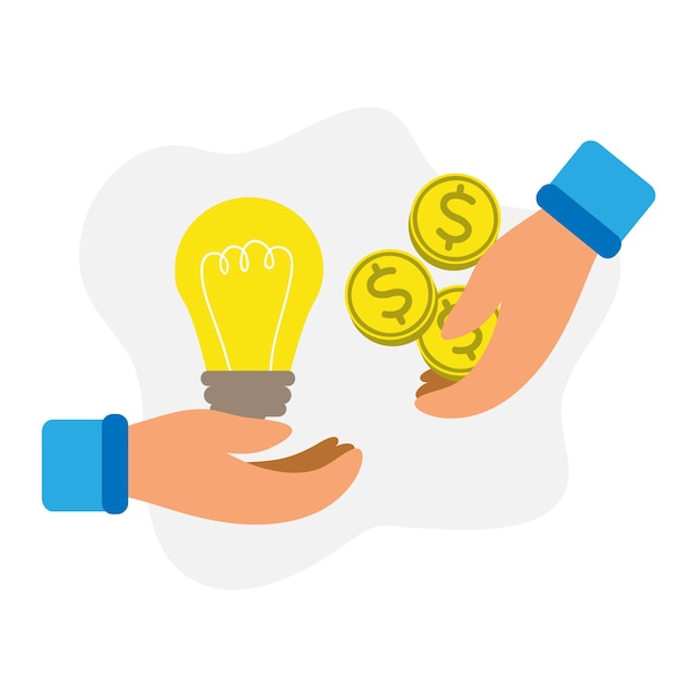 Intercambio de ideas por dinero concepto ilustración plana