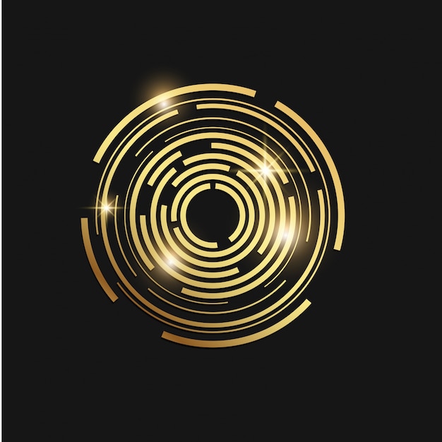 Interfaz abstracta del círculo tecnológico de oro