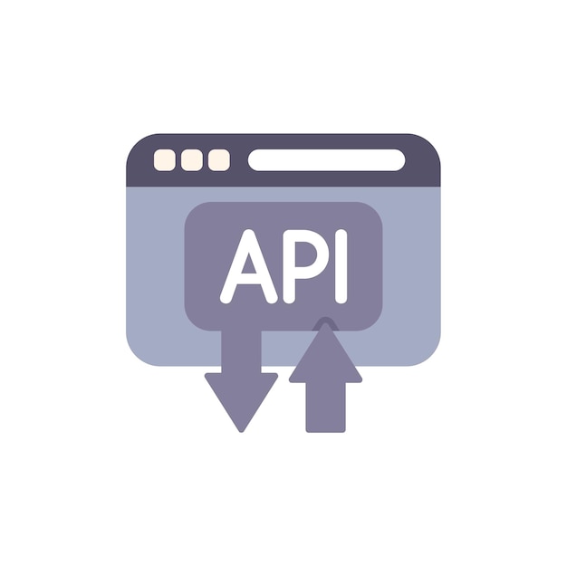 Interfaz de API del sitio web que intercambian datos con flechas hacia arriba y hacia abajo