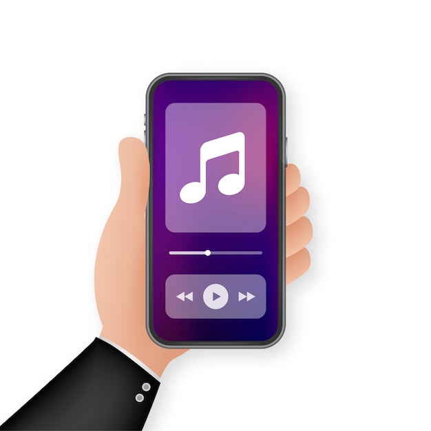Interfaz de aplicación móvil. Reproductor de música. Aplicación de música. Ilustración.