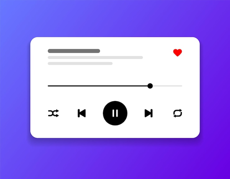 Vector interfaz de la aplicación móvil reproductor de música aplicación de sonido ui plantilla de interfaz gráfica de usuario sitio web adaptable